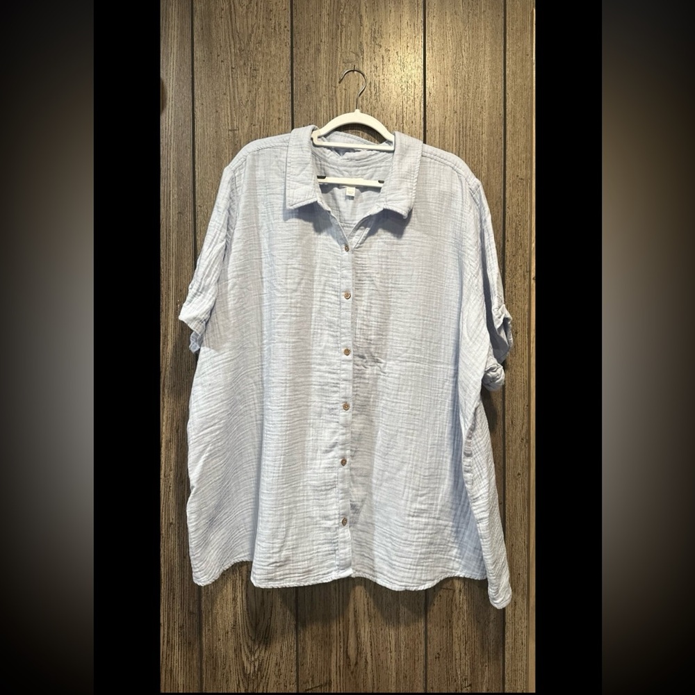 Susan Graver PURE Regular Cotton Gauze Button Front Tunic